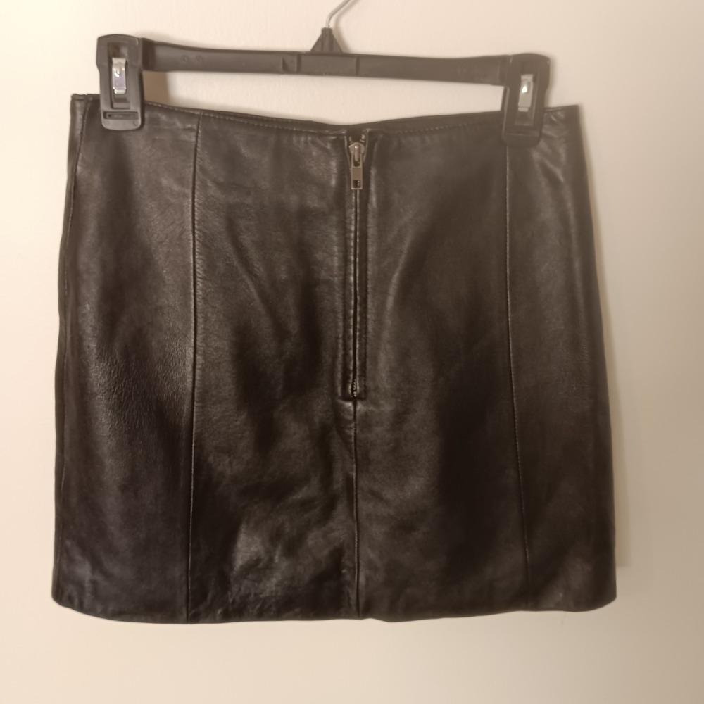 Y2K Wilsons Leather Maxima Black Women's Lace-Up Mini Pencil Skirt Sz 4 Vintage - Picture 3 of 8